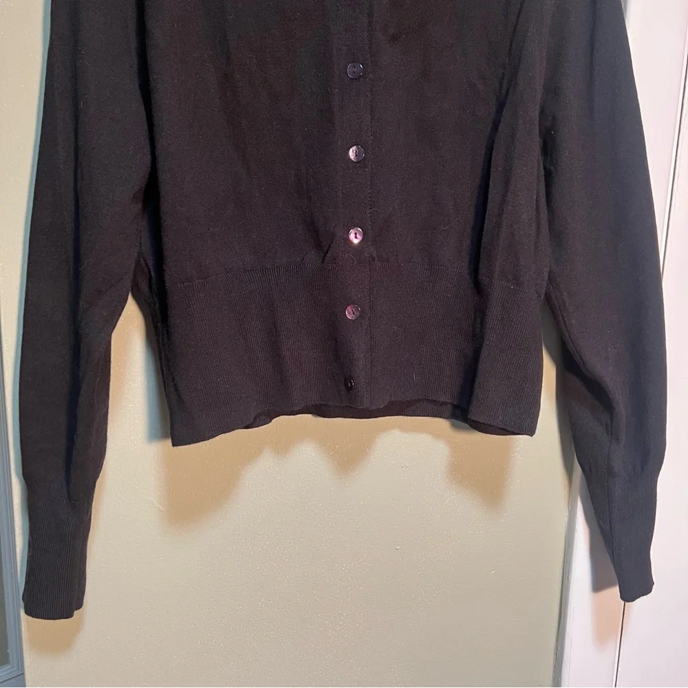Fashion Nova Women's Plus Size 2X Cardigan Sweater Black Crewneck Cropped Button - Picture 5 of 11